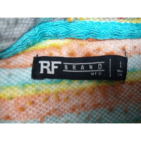 RF Brand Mens Hoodie L Aztec Pullover Sweater Sweatshirt Southwestern Fleece - Picture 3 of 7